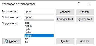 Vérification de l'orthographe